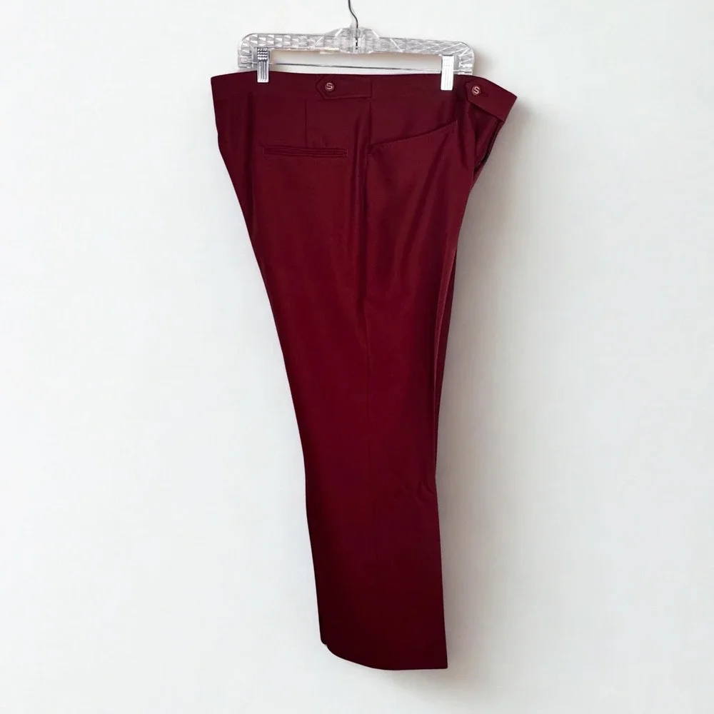 Vintage Sansabelt Jaymar Slacks Men 38 Burgundy Red Flat Front Dress Pants Golf
